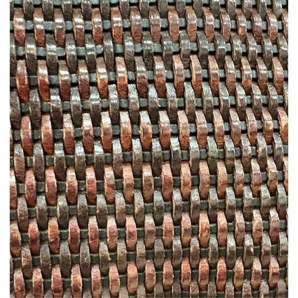 BRIGHTON - Vtg Two-Tone Brown Woven Leather Shoulder Bag/Croc-Embossed Closure - Picture 11 of 16